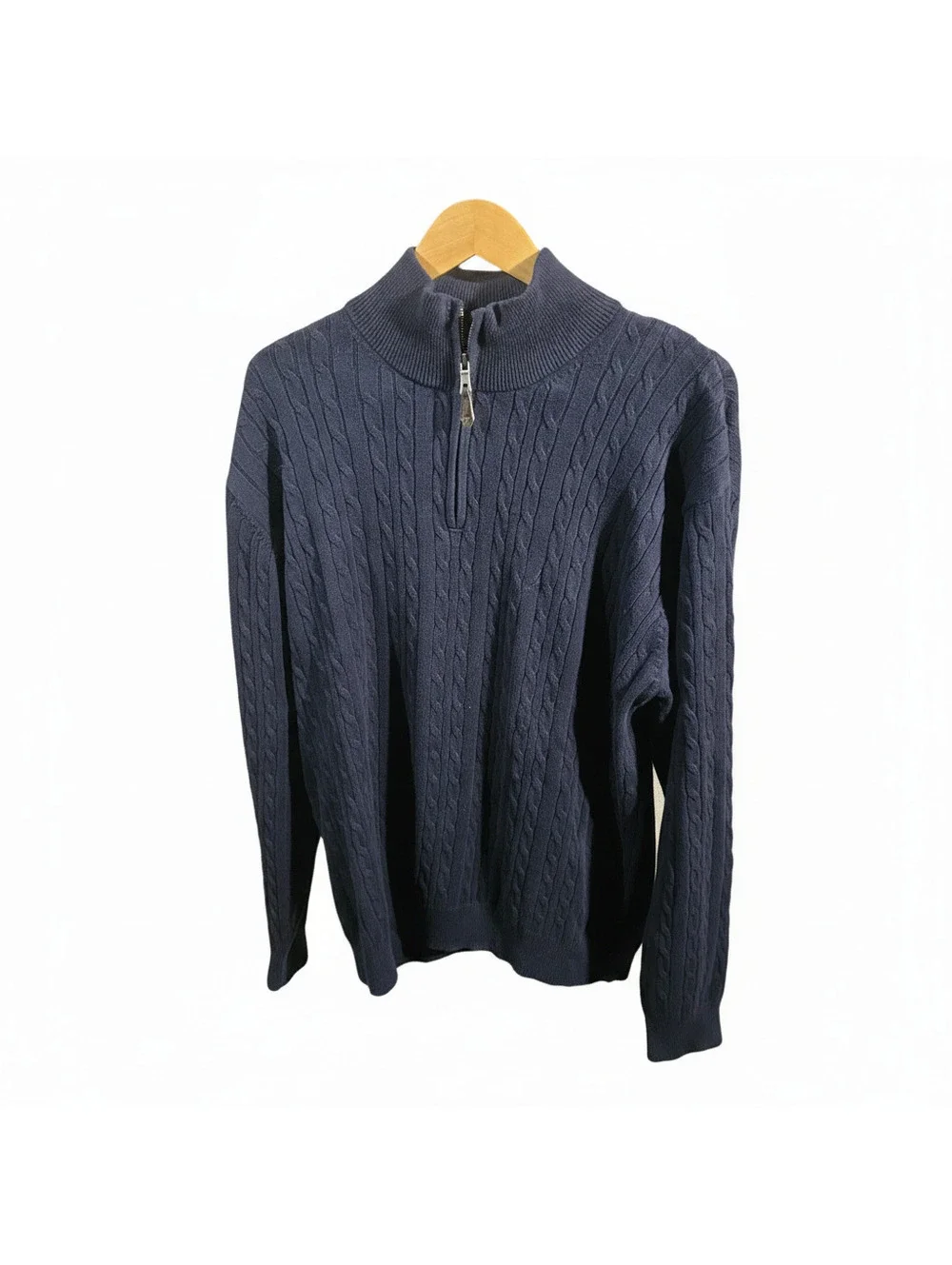 Nautica Men's Navy Blue Cable Knit Half-Zip Sweater XL